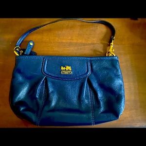 blue leather coach wristlet